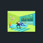 Canevas Retro Romantique Gay Couple Étitré<br><div class="desc">Ce design de toile Stretched Gay Couple rétro Romantique est tout simplement fabuleux! Le style des années 60, design minimaliste, dispose d'un couple séduisant qui profite d'une soirée romantique. Ils sont blottis sur leur magnifique section turquoise moderne, dans leur maison Palm Springs. La chambre élégante et verdoyante présente un mur...</div>