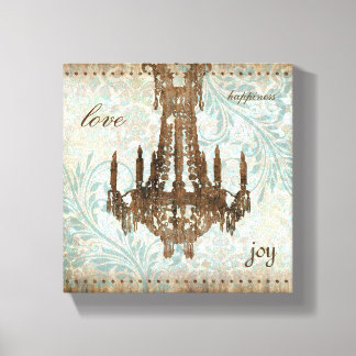Canevas vintage Chandelier Imprimer Vert Brown