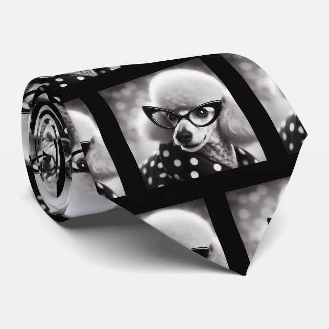 Caniche drôle avec lunettes Nerd cravate (Roulé)