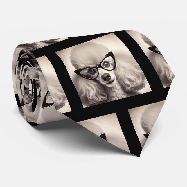 Caniche drôle avec lunettes nerd cravate (Roulé)
