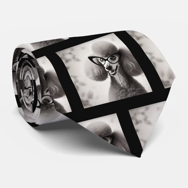 Caniche drôle avec lunettes nerd cravate (Roulé)
