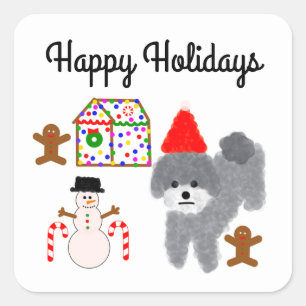 Caniche gris Noël #1-2 Stickers