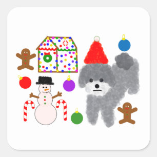 Caniche gris Noël #2 Stickers