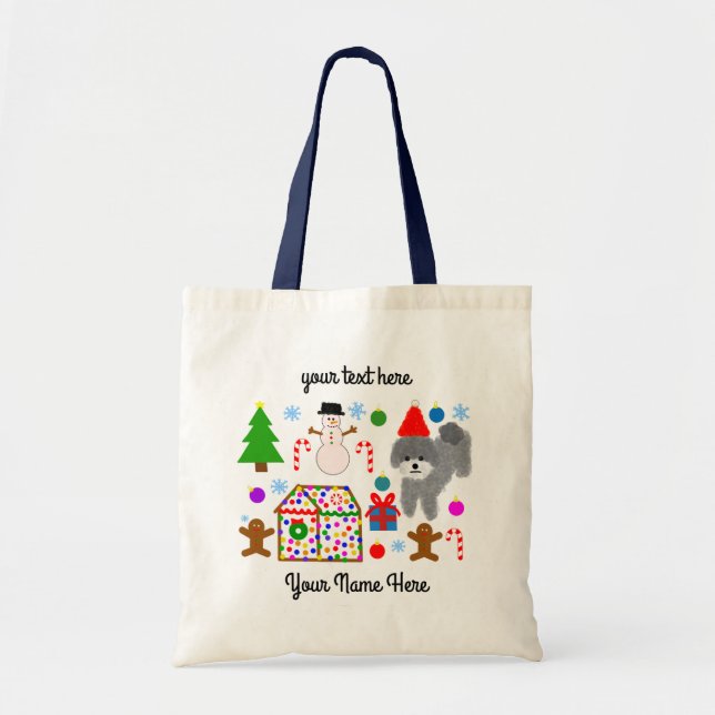 Caniche gris Noël #3 Sac fourre-tout (Devant)