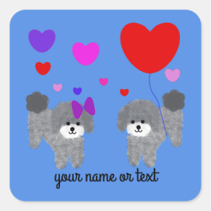 Caniche gris Valentine #2-3 Stickers