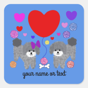 Caniche gris Valentine #3-3 Stickers
