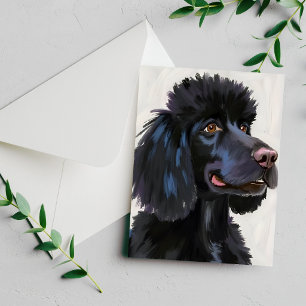 Caniche Noir Carte de Compagnon à l'Aquarelle