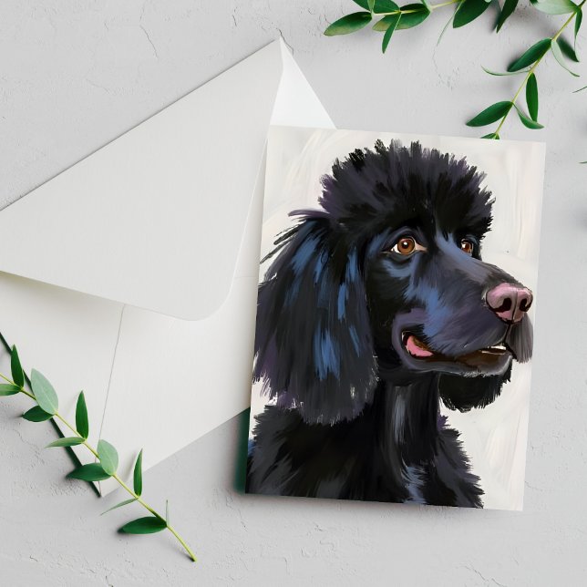 Caniche Noir | Carte de Compagnon à l'Aquarelle (Créateur téléchargé)