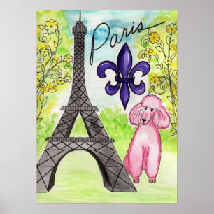 Caniche rose en affiche de Paris