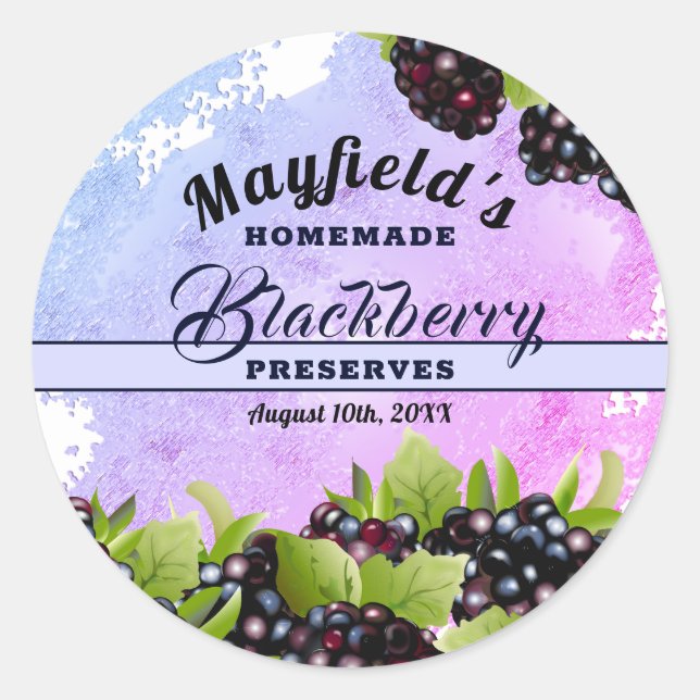 Canne à fruits de Blackberry | Étiquette Jam Jar (Devant)