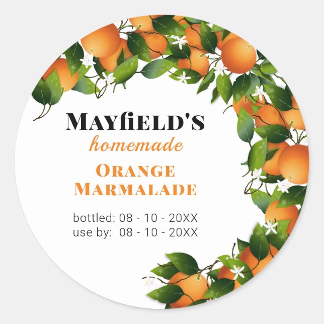 Canne à fruits orange | Étiquette Jam Jar (Devant)