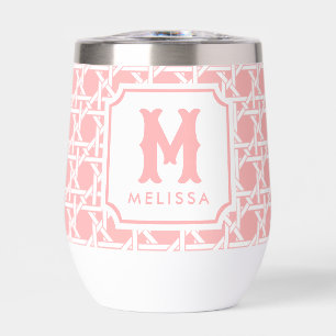 Canne rose et blanche Rattan Monogramme