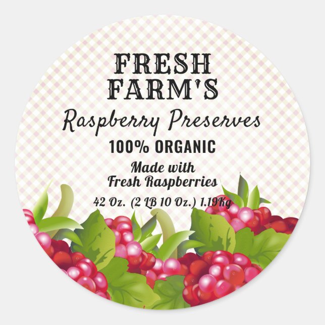 Canne vintage aux fruits de framboise | Étiquette  (Devant)