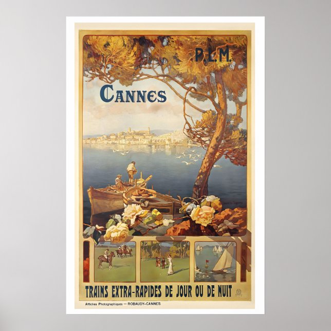 Cannes French Riviera France Affiche de voyage vin (Devant)