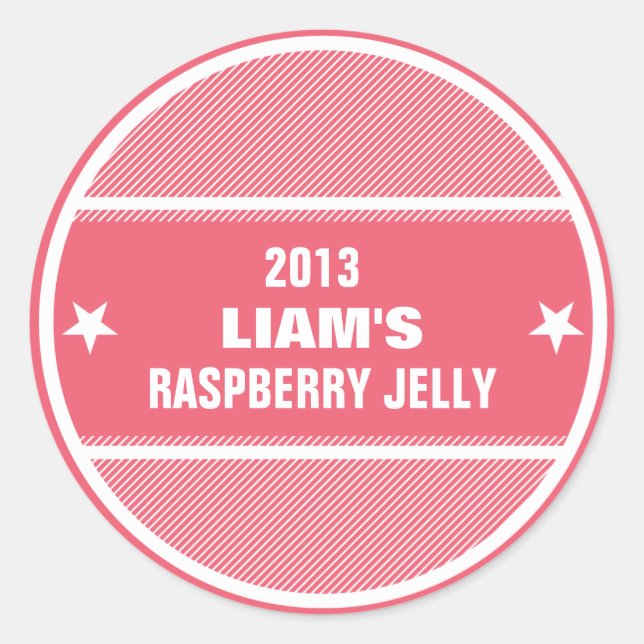 Canning jarre étiquette rouge rayé personnalisé (Devant)