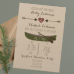 Canot   Flèches Faire-part de mariage rustique<br><div class="desc">Faire-part de mariage rustique illustrant un coeur entre deux flèches et un canot vert. Personnalisez le texte.</div>