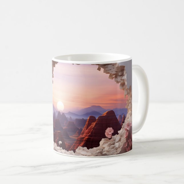 Canyon 3D à Dusk Mug Wrap - Conception de sublimat (Devant droit)