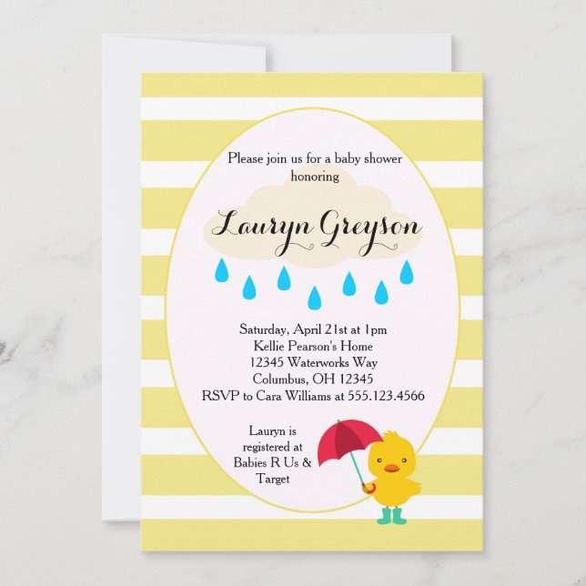 Caoutchouc Canard Jaune Baby shower Invitation (Devant)
