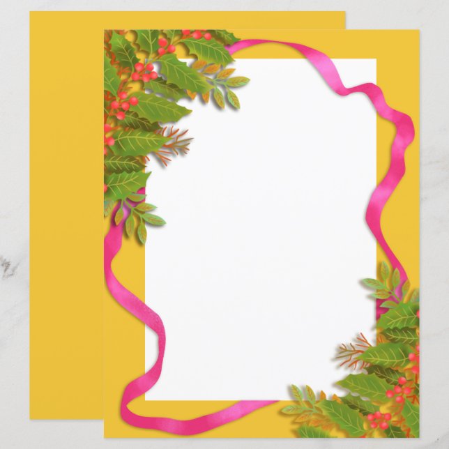Caoutchouc de Noël Papier à lettres orange jaune (Devant / Derrière)