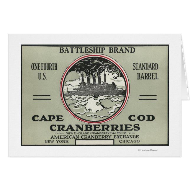 Cape Cod Battleship Marque Cranberry Étiquette (Devant horizontal)