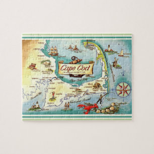 Cape Cod MA Puzzle de carte ancienne