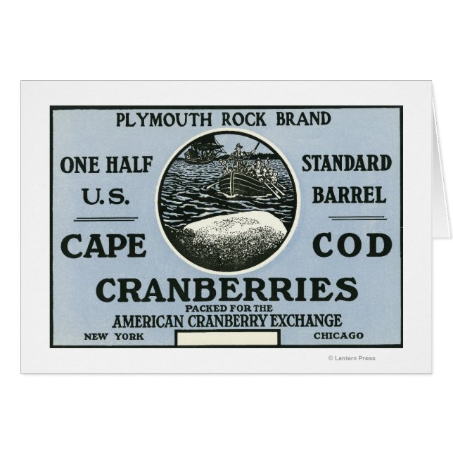 Cape Cod Plymouth Rock Marque Cranberry Étiquette (Devant horizontal)