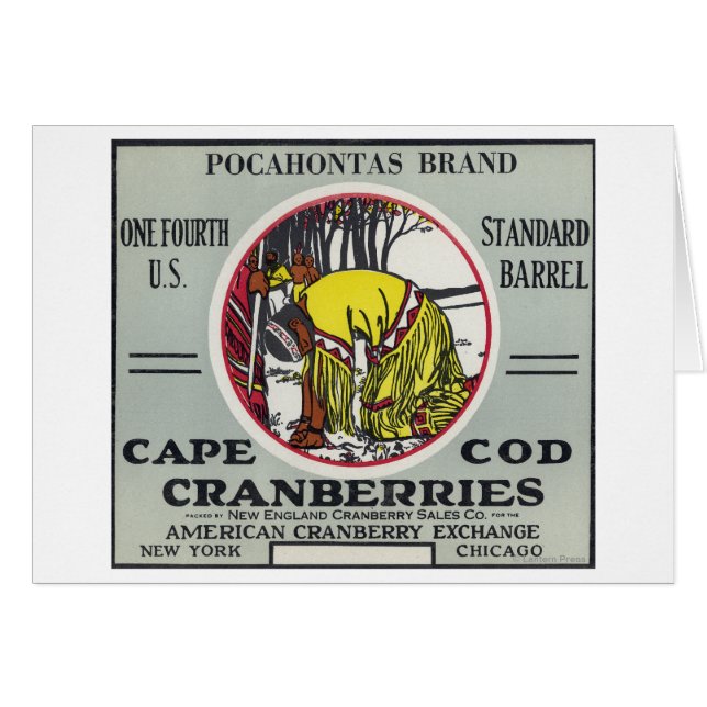 Cape Cod Pocahontas Brand Cranberry Étiquette (Devant horizontal)