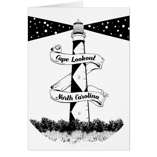 Cape Lookout Lighthouse noir et blanc (Devant)