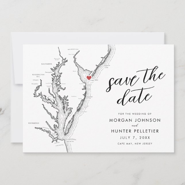 Cape May New Jersey Carte Mariage moderne (Devant)