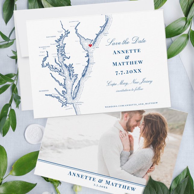 Cape May New Jersey Chesapeake Bay Élégante carte (Créateur téléchargé)