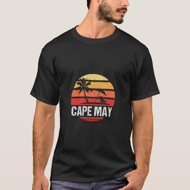 Cape May Nj Beach Sweat - shirt à capuche rétro dé (Devant)
