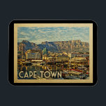Cape Town Magnet Afrique du Sud Vintage voyage<br><div class="desc">Le design sud-africain du Cap dans le style Vintage voyage avec une belle scène portuaire avec des bateaux et de la montagne.</div>