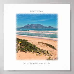 Cape Town Table Mountain Beach Ocean Poster