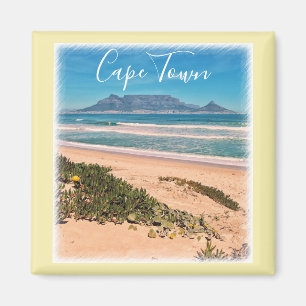 Cape Town Table Mountain Ocean Waves Beach Magnet