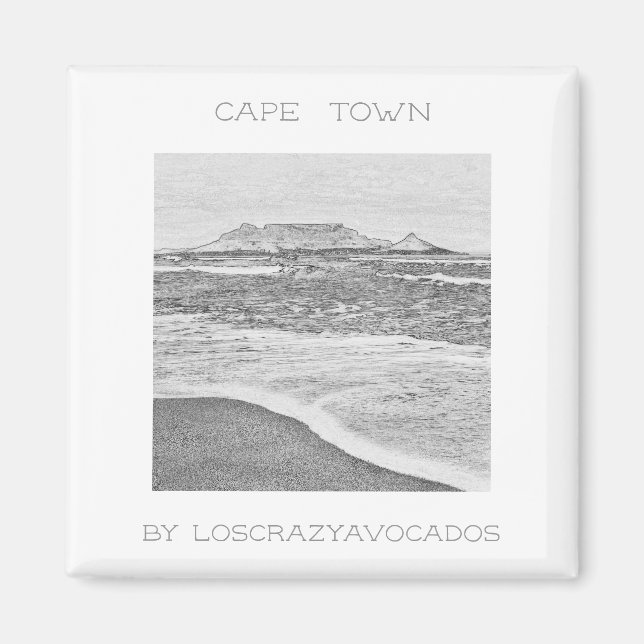 Cape Town Table Mountain Ocean Waves Beach Magnet (Devant)