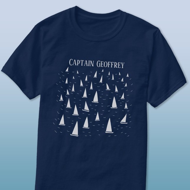 Capitaine de bateau à voile T-shirt personnalisé (Sailing boat personalized Captain name t-shirt for sailors)