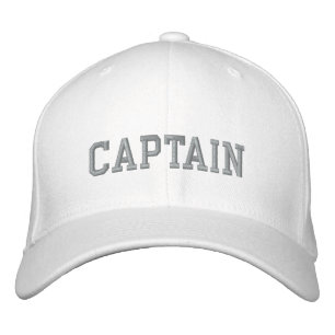 Capitaine en gris sur sport blanc brodé casquette