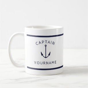Capitaine nautique Ancre avec votre nom de Mug