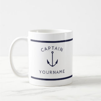 Capitaine nautique Ancre avec votre nom de Mug