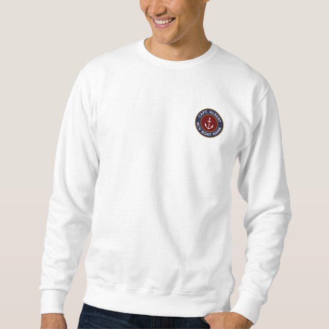 Capitaine Personnalisé Maroon Ancre Sweatshirt de  (Devant)