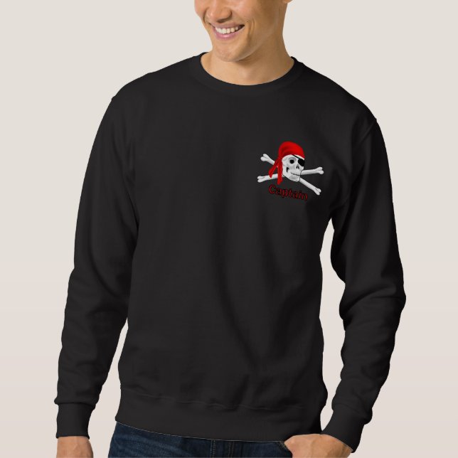 Capitaine Pirate Crâne et os Mens Sweatshirt (Devant)