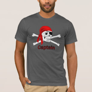 Capitaine Pirate Skull & Bones Mens T-shirt noir