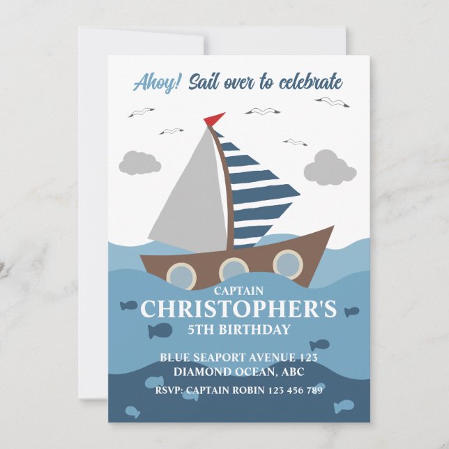 CAPITAINE SAILOR ANNIVERSAIRE INVITATION (Devant)
