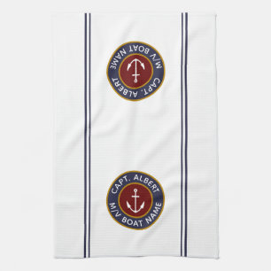 Capitaine Votre Nom Maroon Ancre Serviette de cuis