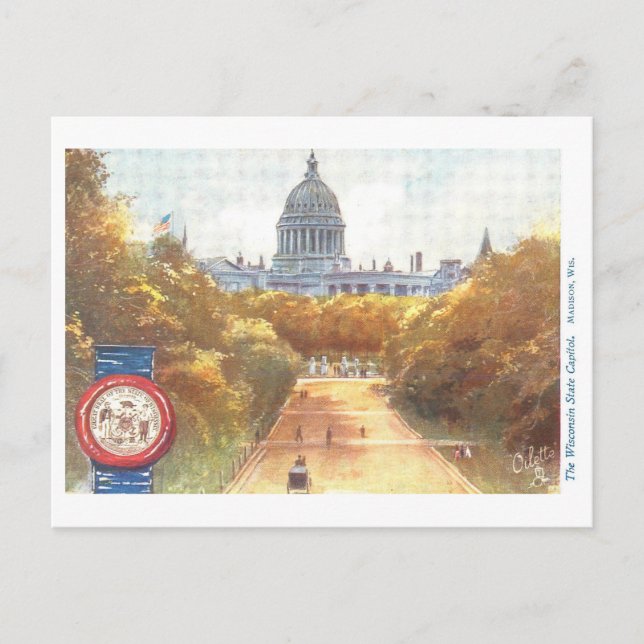 Capitole vintage du Wisconsin avec carte postale S (Devant)