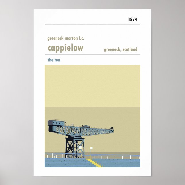 Cappielow, Greenock. Impression manuelle de style  (Devant)