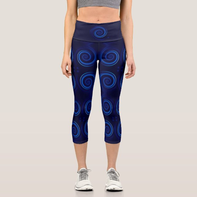 Capri Bleu Vortex Spirituel Chakra Yoga leggings (Recto)