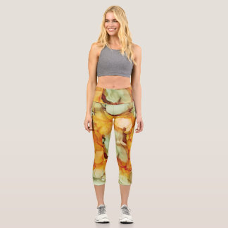 Capri Bright Orange and Green Leggings femmes