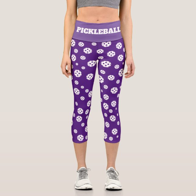 Capri Cute violet pickleball haute taille leggings sport (Recto)