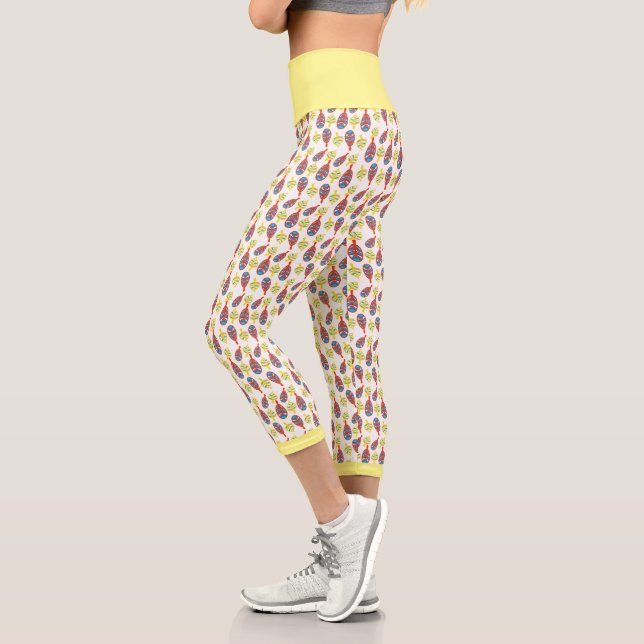 Capri Diverses formes Leggings de la nature Motif Feuill (Gauche)